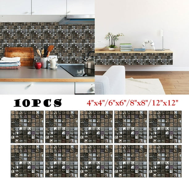 Self-Adhesive Wall Tile Decals 032 Peel and Stick Tile Stickers 6x6inch 10Pcs Waterproof Backsplash Stickers for Kitchen Bathroom Decor 